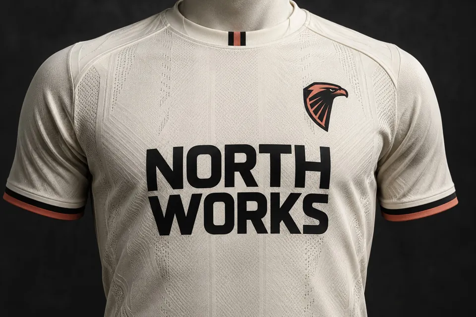 Illustrative sponsor logo garment embellishment concept